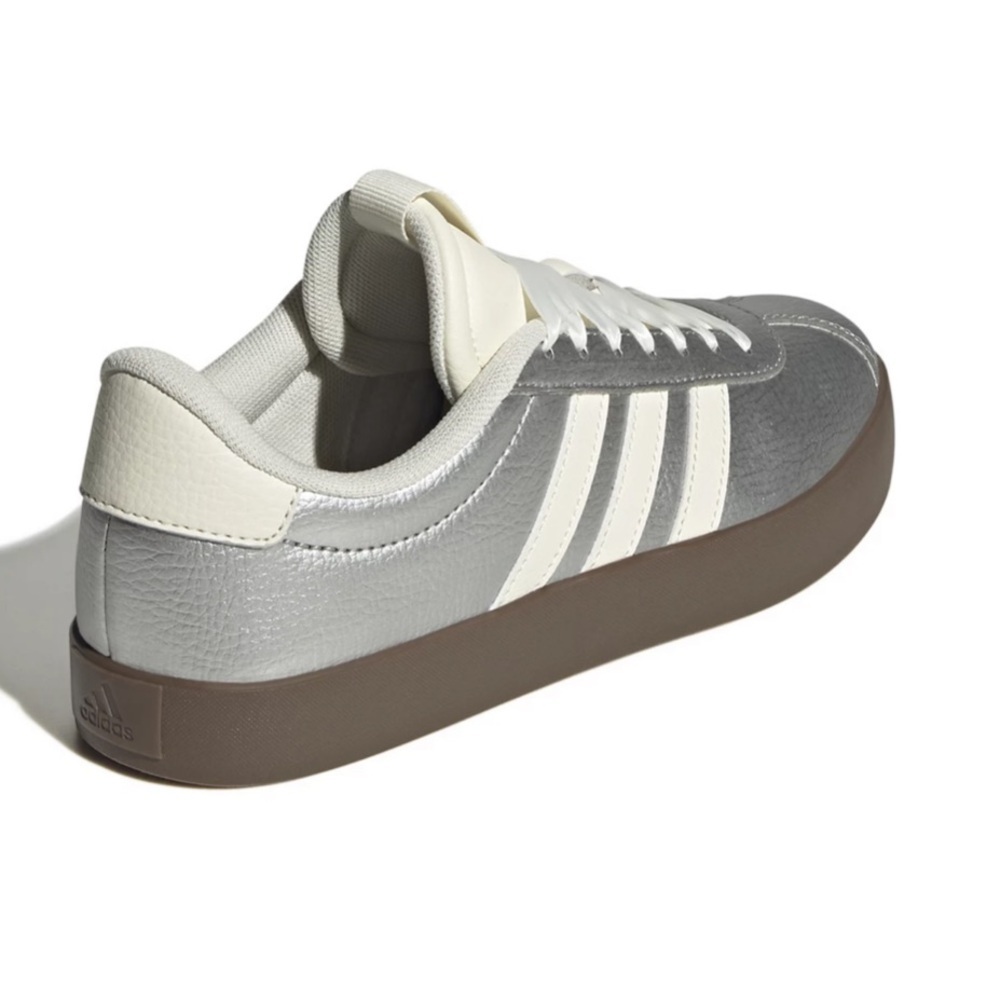 Adidas VL Court 3.0 Women's Shoes - Metallic Silver and White NEW in Box Size 8 - Picture 2 of 14